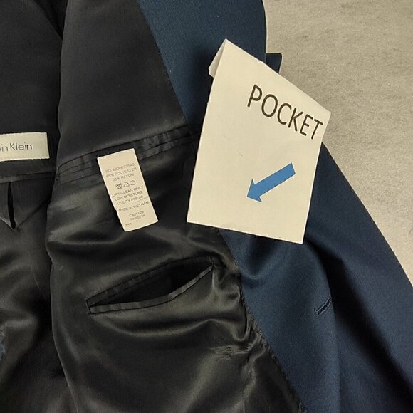 Calvin Klein Men's Navy Blue Multi Pocket Button Up Blazer Jacket Size 44R - Picture 12 of 13